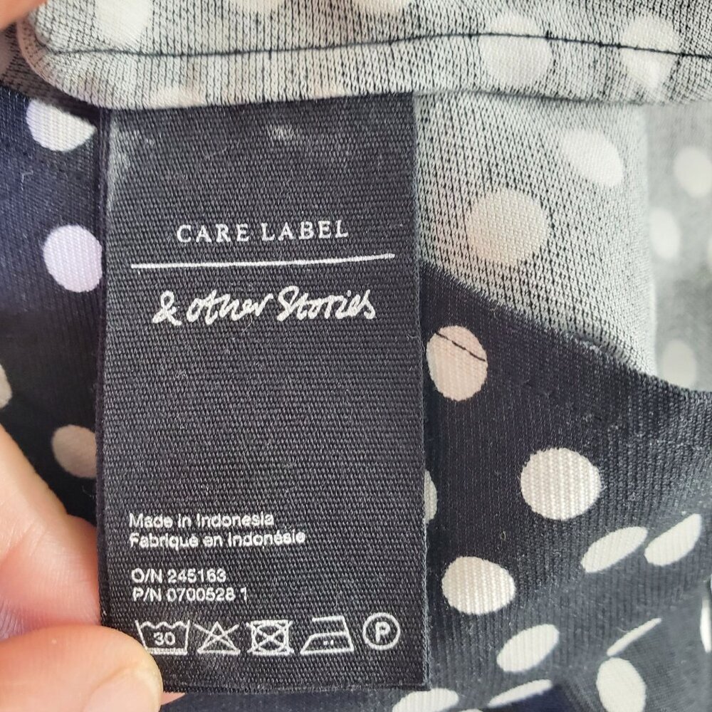 Paris Atelier & Other Stories Women's Black Mini Dress Polka Dot Size 8 (C-7) - Picture 13 of 16
